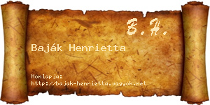 Baják Henrietta névjegykártya